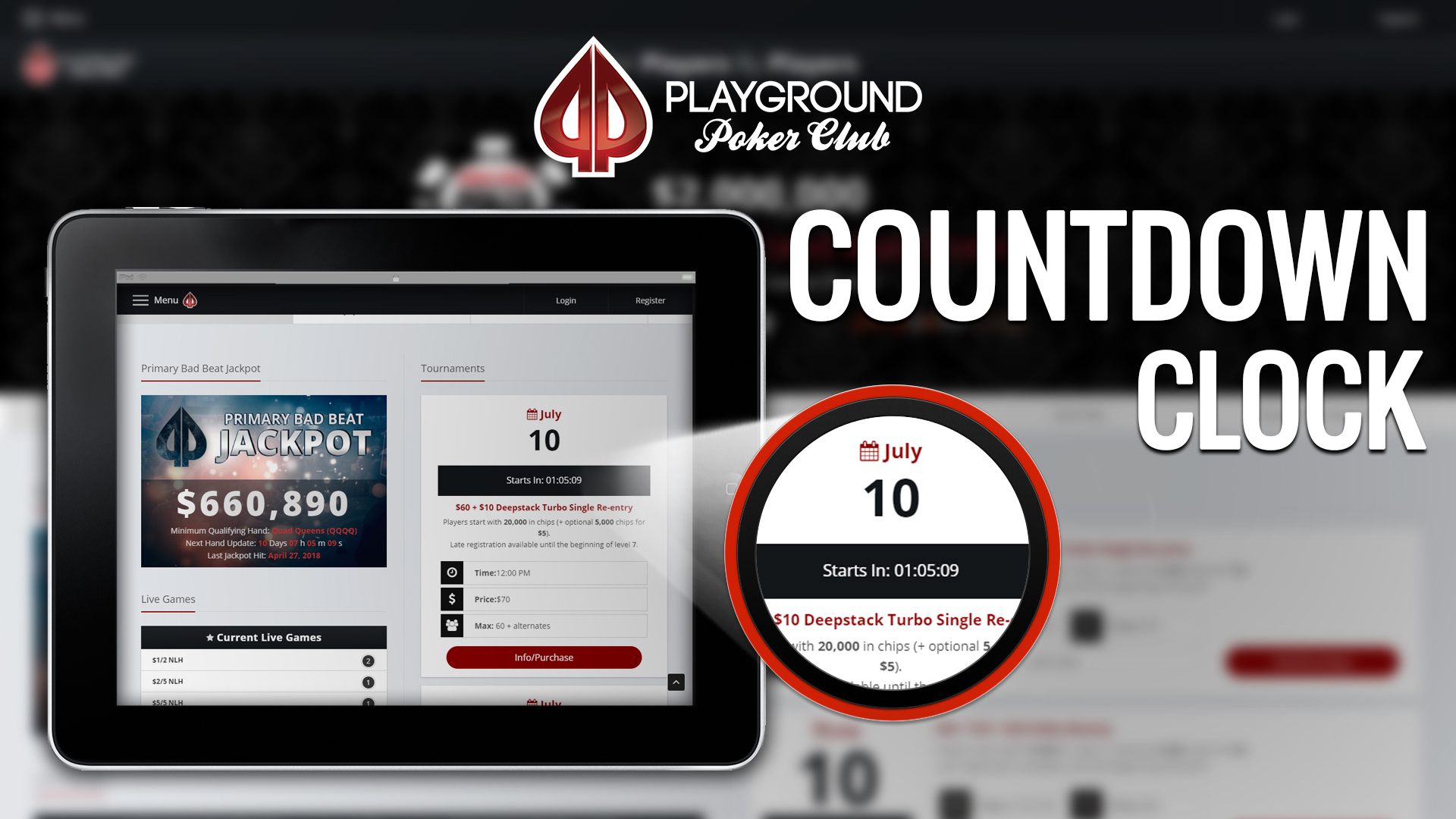 New: the tournament countdown clock!